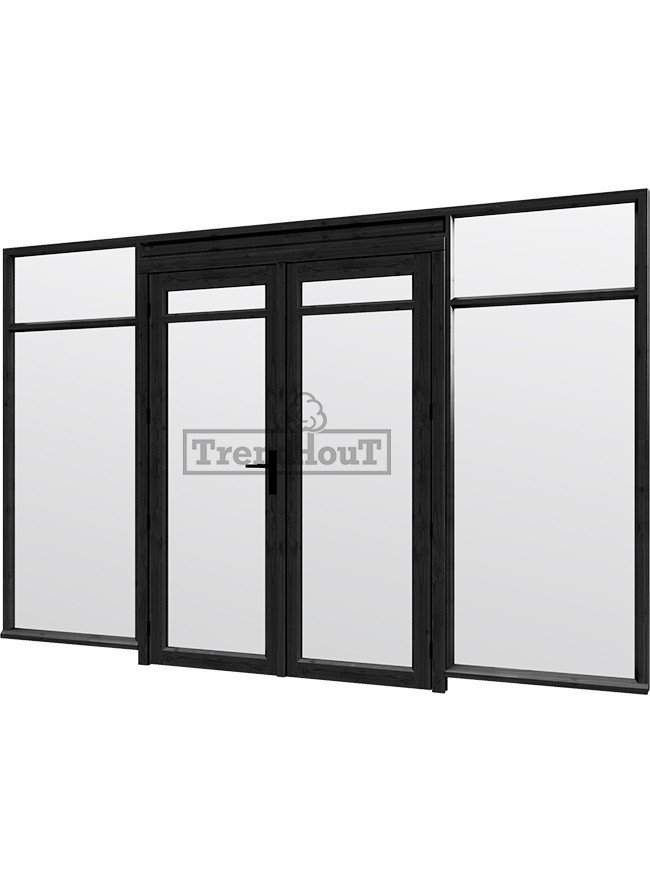 Steel-look-raam-3405x2200mm-zwart-module-E-02-met-dubbele-openslaande-deuren