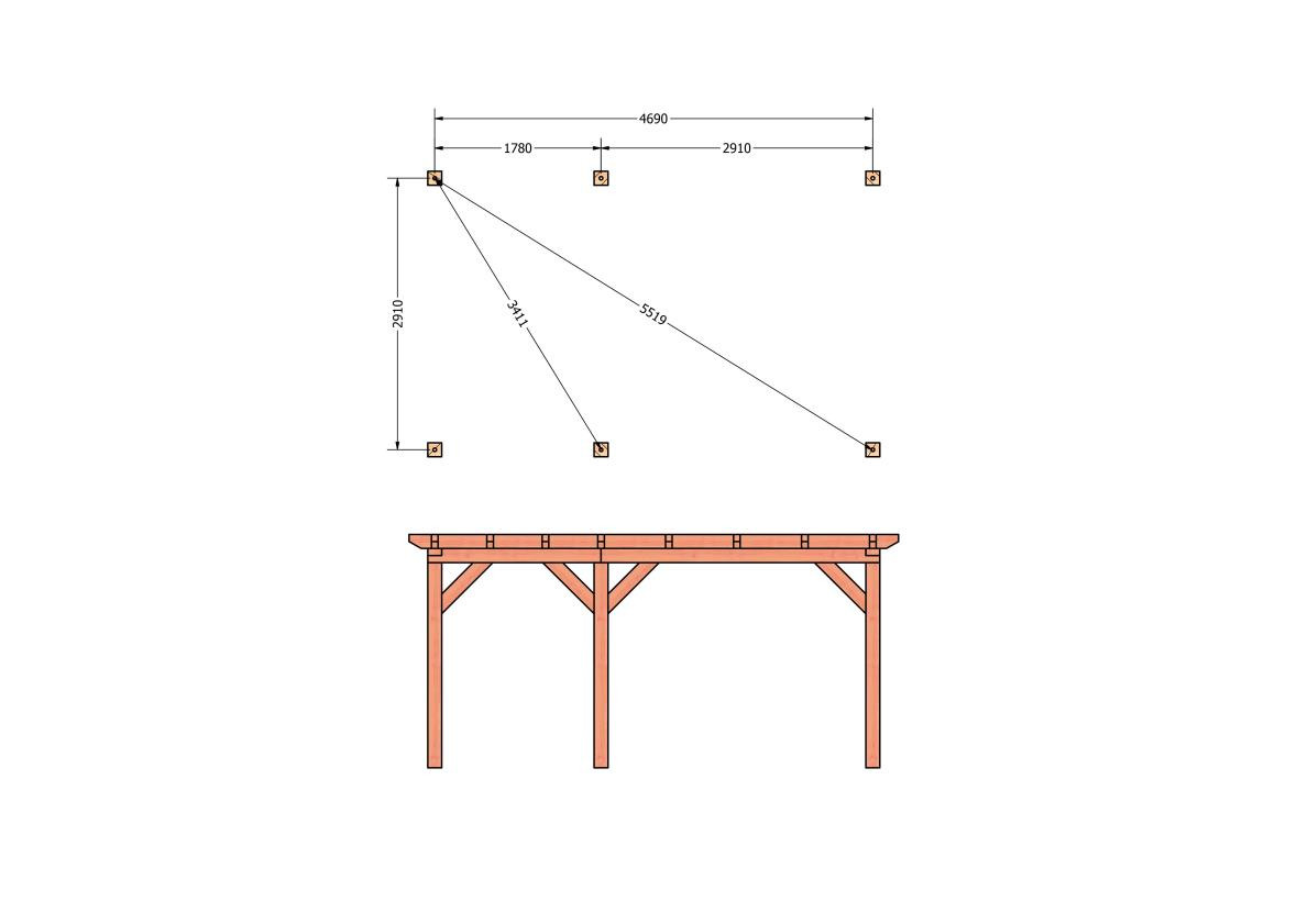 CP-10.1002-douglas-houten-overkapping-carport-bouwpakket-zelfbouw-plat-dak-bouwtekening-Funderingsplan