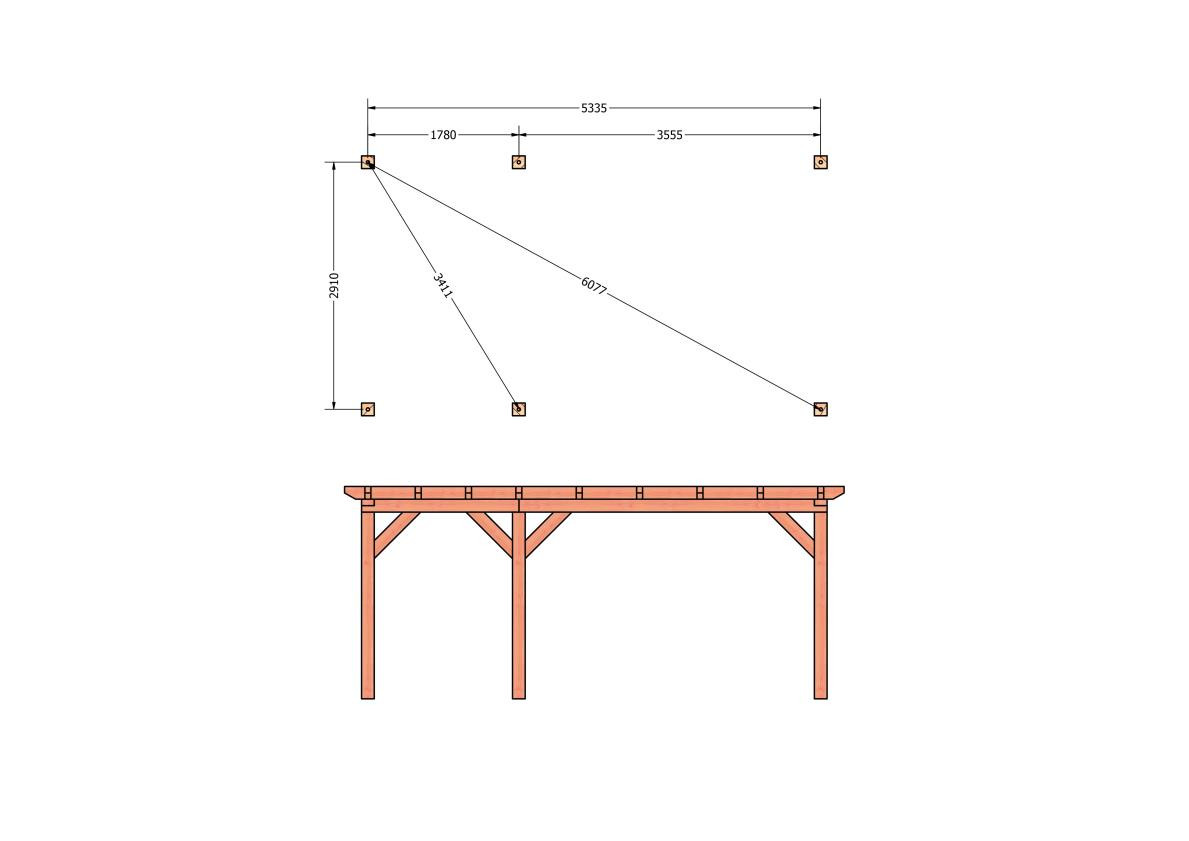 CP-10.1005-douglas-houten-overkapping-carport-bouwpakket-zelfbouw-plat-dak-bouwtekening-Funderingsplan