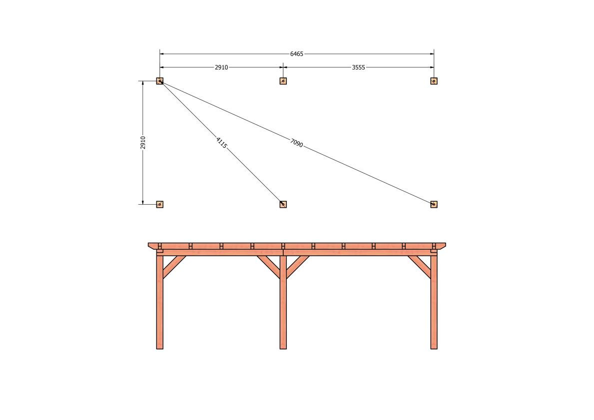 CP-10.1008-douglas-houten-overkapping-carport-bouwpakket-zelfbouw-plat-dak-bouwtekening-Funderingsplan