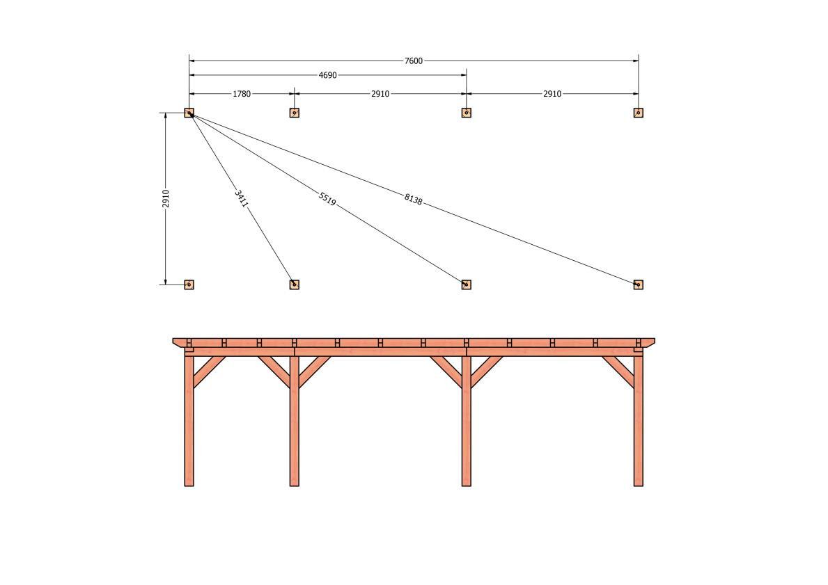 CP-10.1012-douglas-houten-overkapping-carport-bouwpakket-zelfbouw-plat-dak-bouwtekening-Funderingsplan