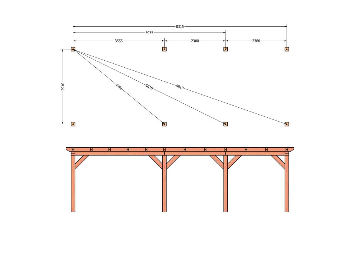 CP-10.1014-douglas-houten-overkapping-carport-bouwpakket-zelfbouw-plat-dak-bouwtekening-Funderingsplan