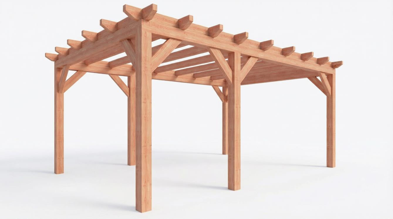 CP-10.1030 - Constructiepakket plat dak - 5885x4105x2500mm - fijnbezaagd Douglas - Rechtervoorzijde