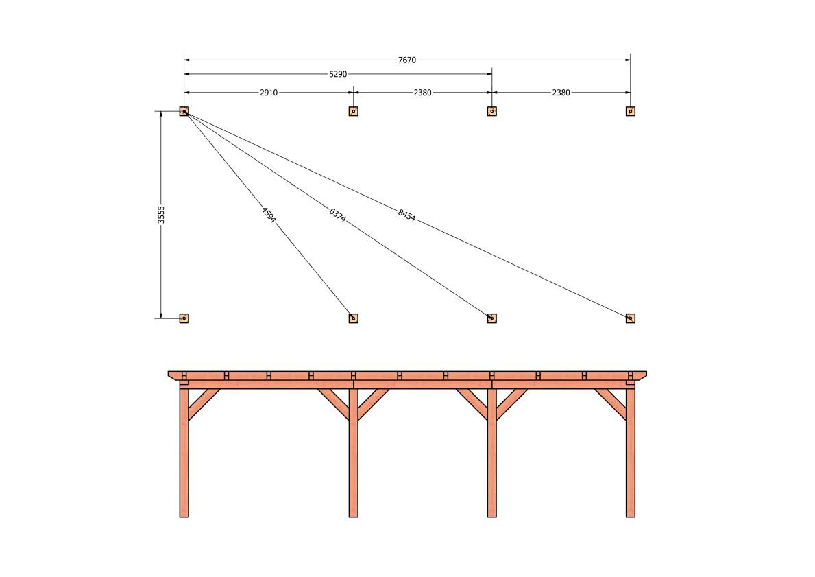 CP-10.1038-douglas-overkapping-tuin-hout-platdak-bouwtekening-kant-en-klaar-pakket-Funderingsplan