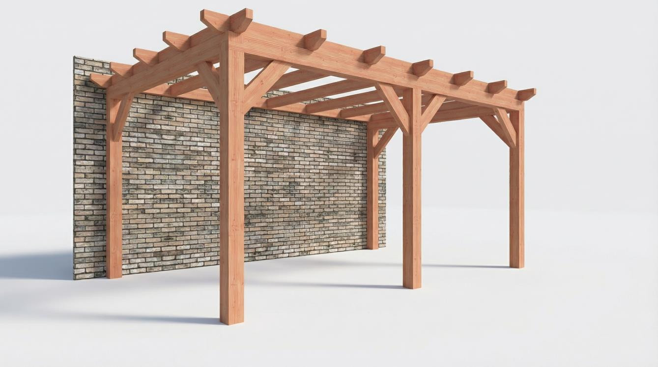 CP-10.2004 - Constructiepakket aanbouwveranda - 5310x3260x2500mm - fijnbezaagd Douglas links