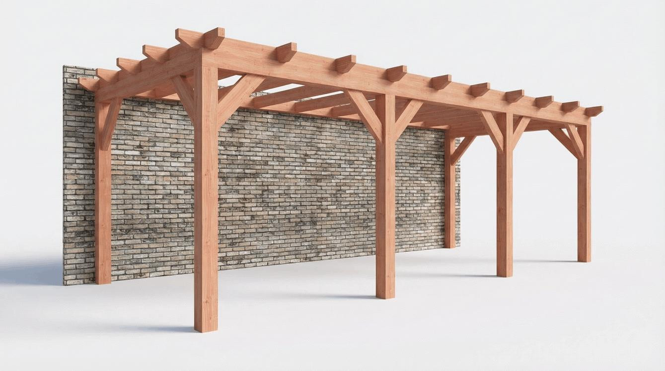 CP-10.2017 - Constructiepakket aanbouwveranda - 7660x3260x2500mm - fijnbezaagd Douglas - links