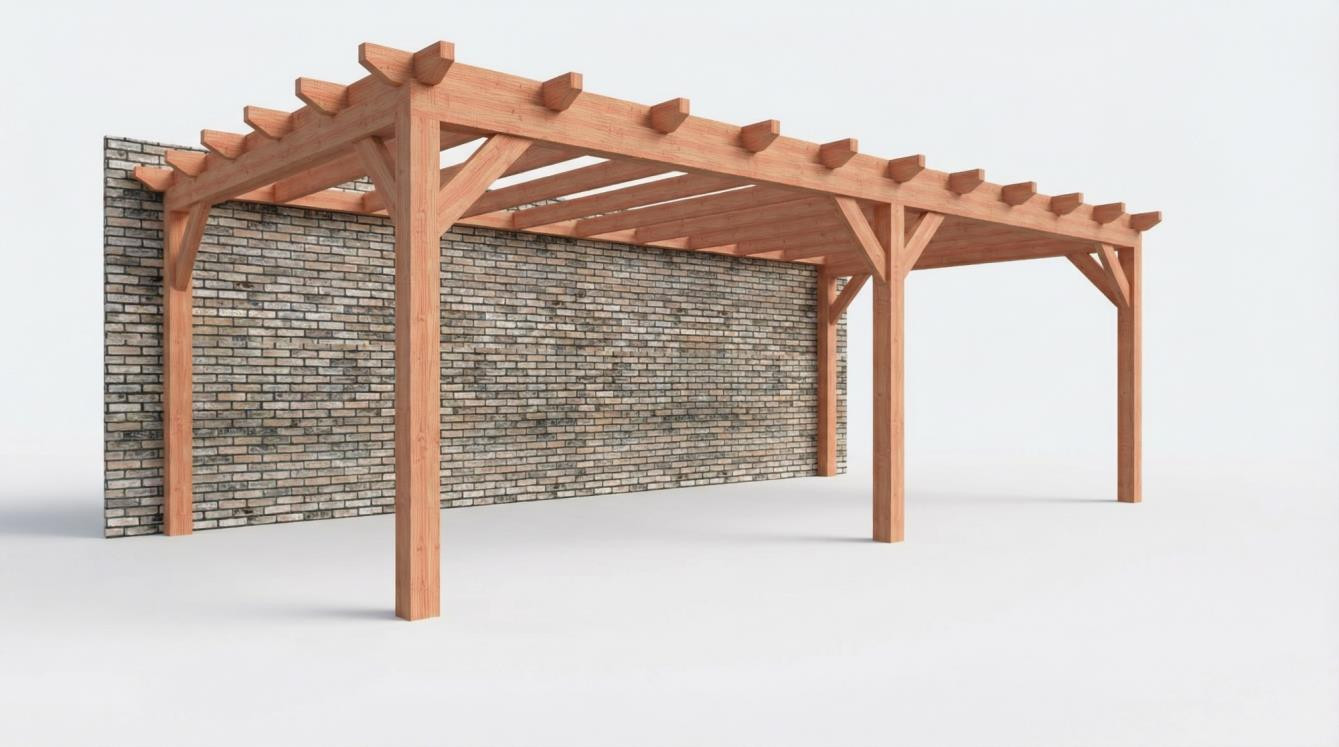 CP-10.2066 - Constructiepakket aanbouwveranda - 7660x3905x2500mm - fijnbezaagd Douglas - links
