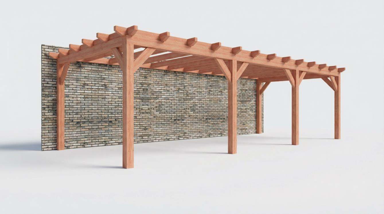 CP-10.2074 - Constructiepakket aanbouwveranda - 9280x3905x2500mm - fijnbezaagd Douglas - links