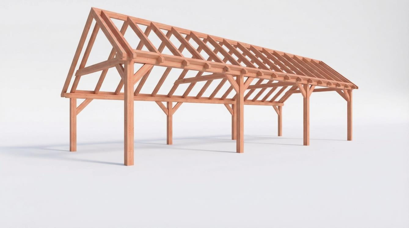 CP-20.1042 - Constructiepakket kapschuur - 11215x4105x3715mm - fijnbezaagd Douglas - Links