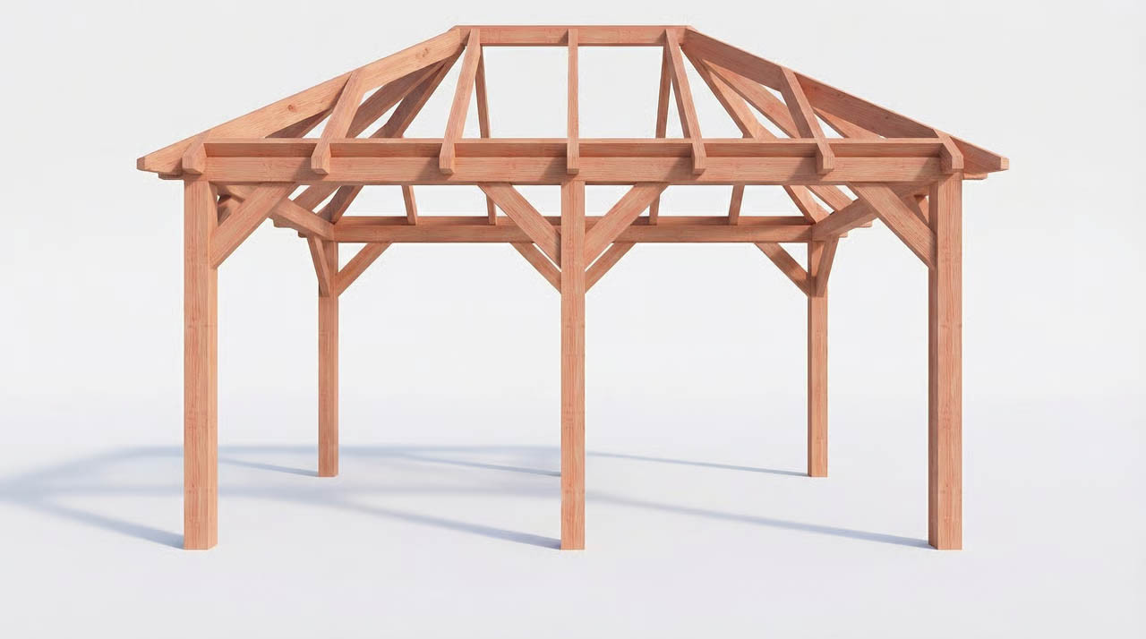 CP-20.3003-V-goedkope-houten-overkapping-schilddak-overkapping-constructie-fijnbezaagd