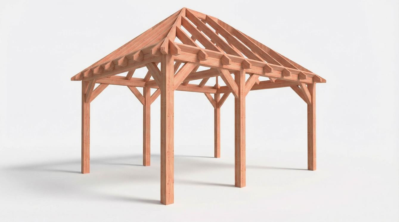 CP-20.3027-R-douglas-houten-goedkope-houten-schuur-met-overkapping-schilddak-overkapping-constructie-fijnbezaagd