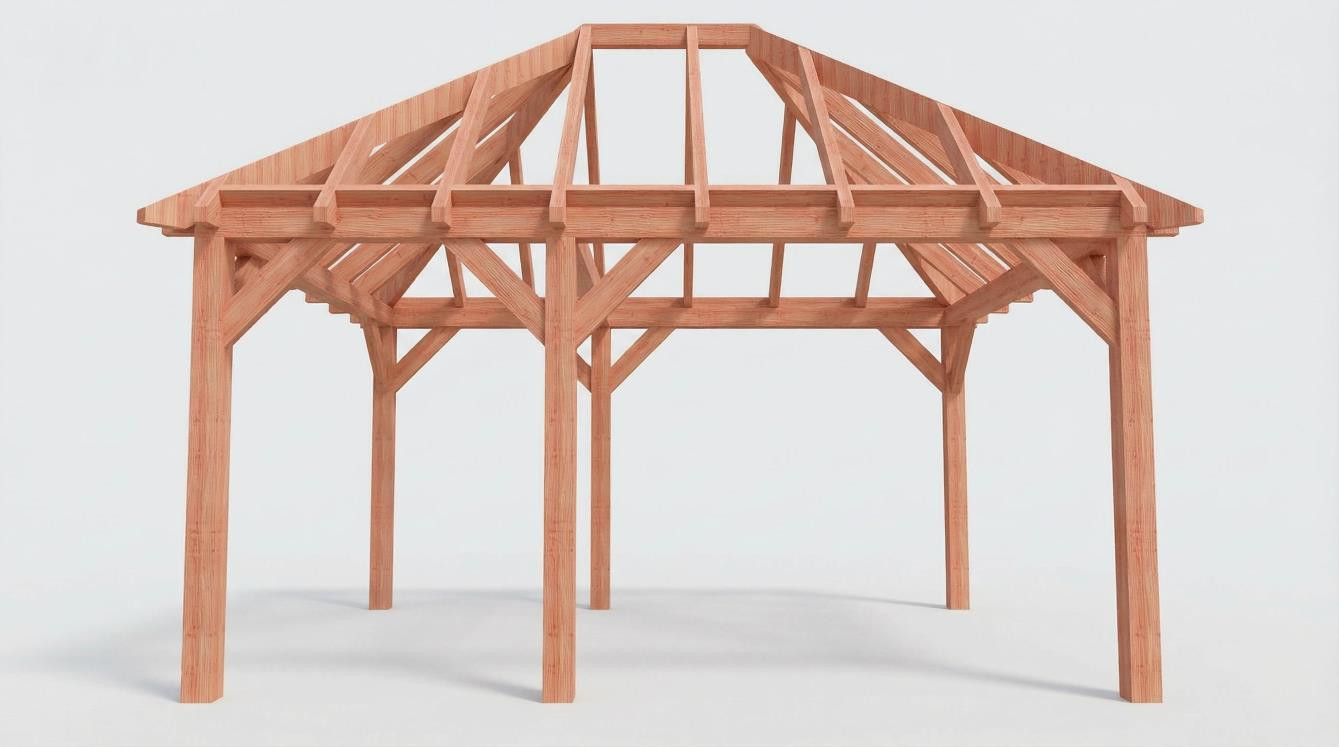 CP-20.3027-V-houten-schuur-met-overkapping-dakconstructie-schilddak-tuinhuis-schilddak-fijnbezaagd