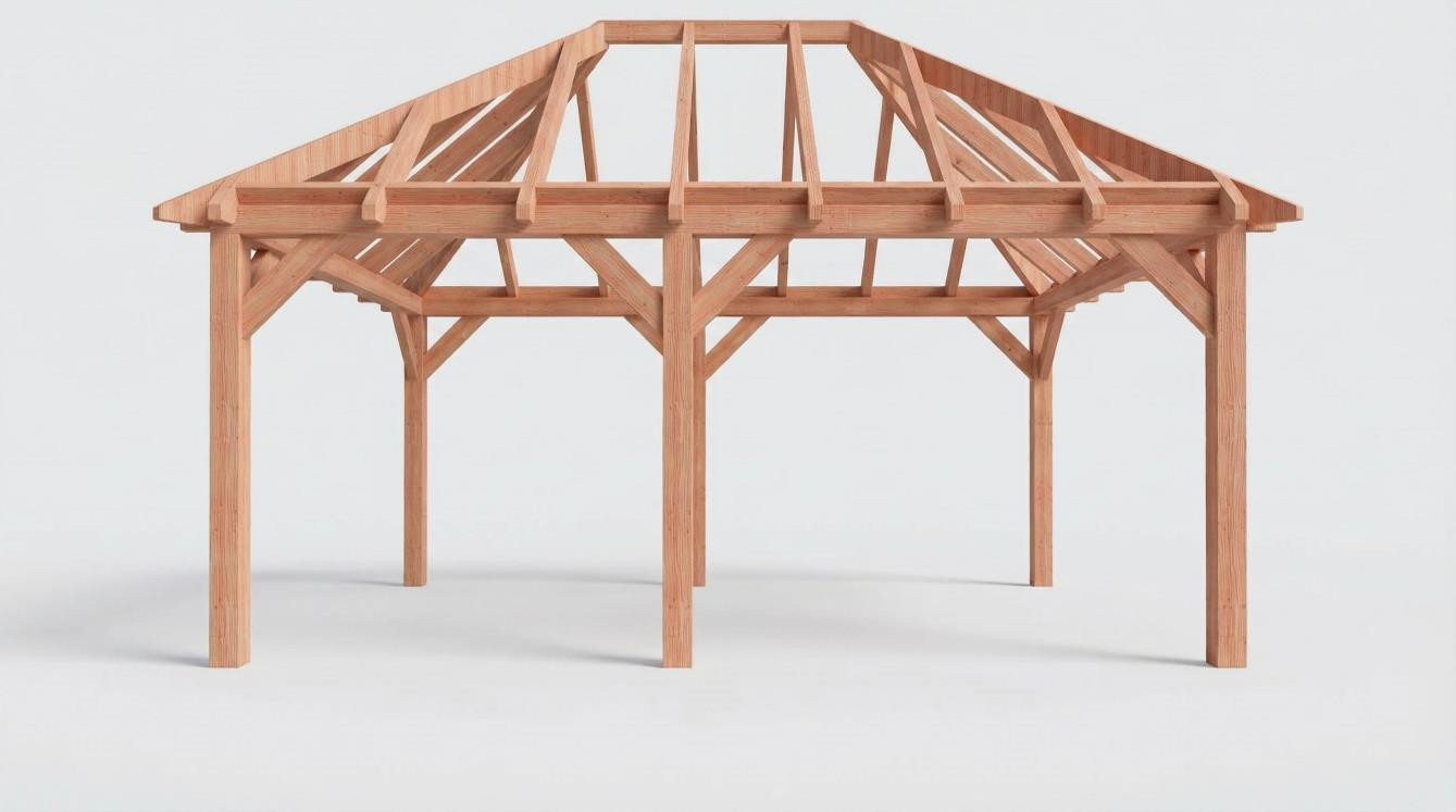 CP-20.3029-V-goedkope-houten-schuur-schilddak-overkapping-constructie-fijnbezaagd