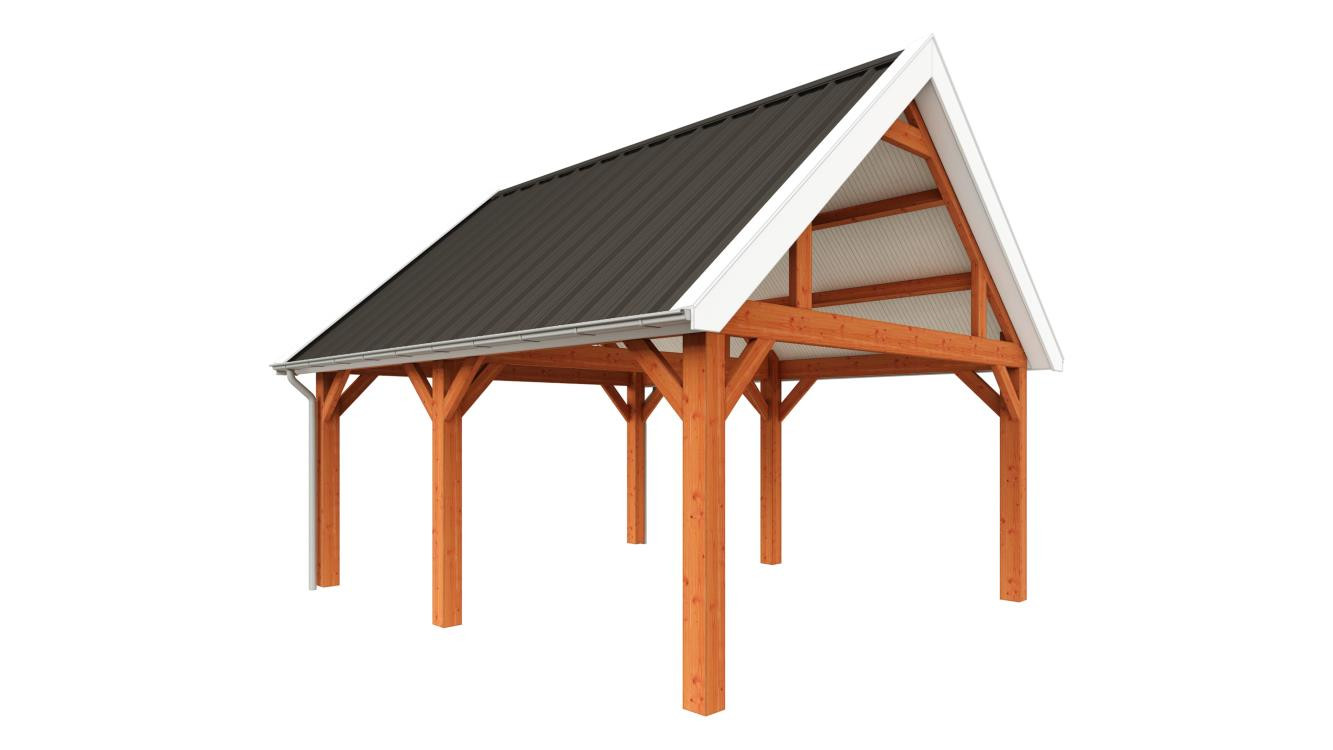 douglas-houten-garage-met-veranda-6050x5750-Trendhout-Zadeldak-Select-modern