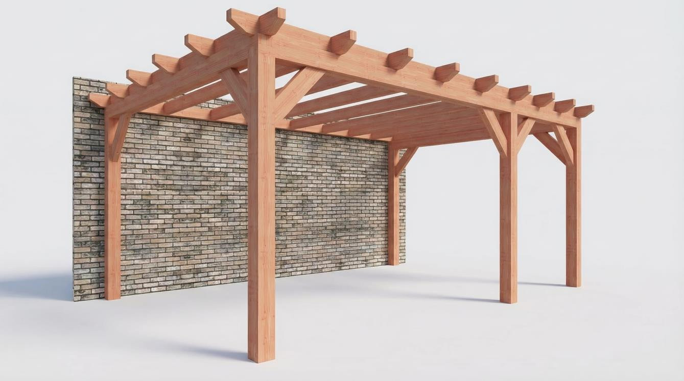 Aanbouwveranda constructie pakket 5885x3905mm rechts 2 - Trendhout