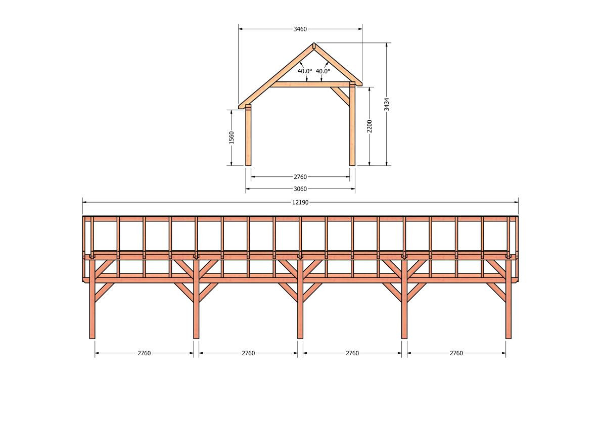 CP-20.1018-kapschuur-hout-douglas-bouwpakket-bouwtekening-Zij & voor aanzicht