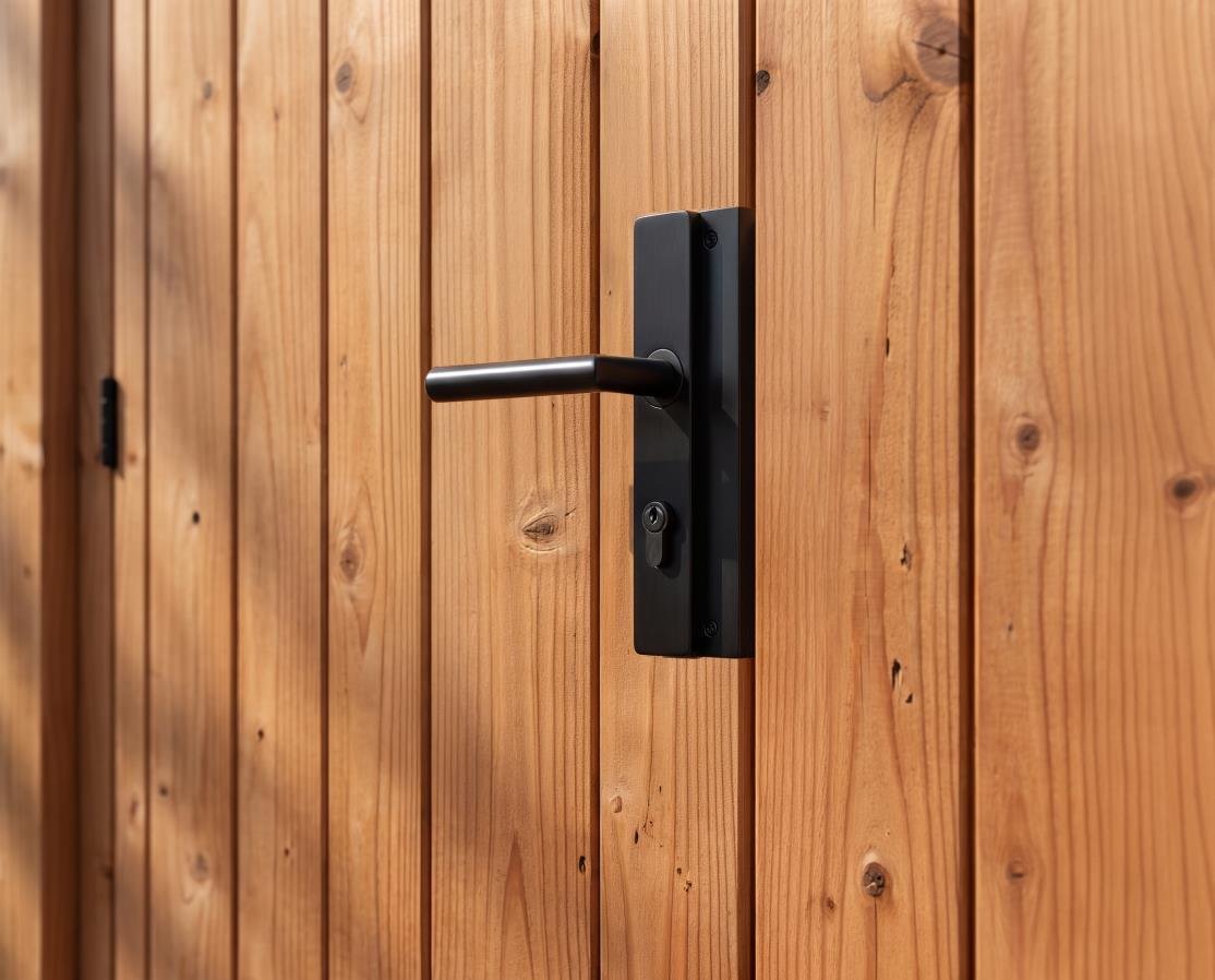 detail deurklink met plank