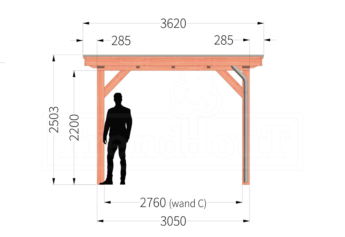 landelijke-douglas-houten-overkapping-bouwpakket-florence-3m-3-meter-diep-zijaanzicht