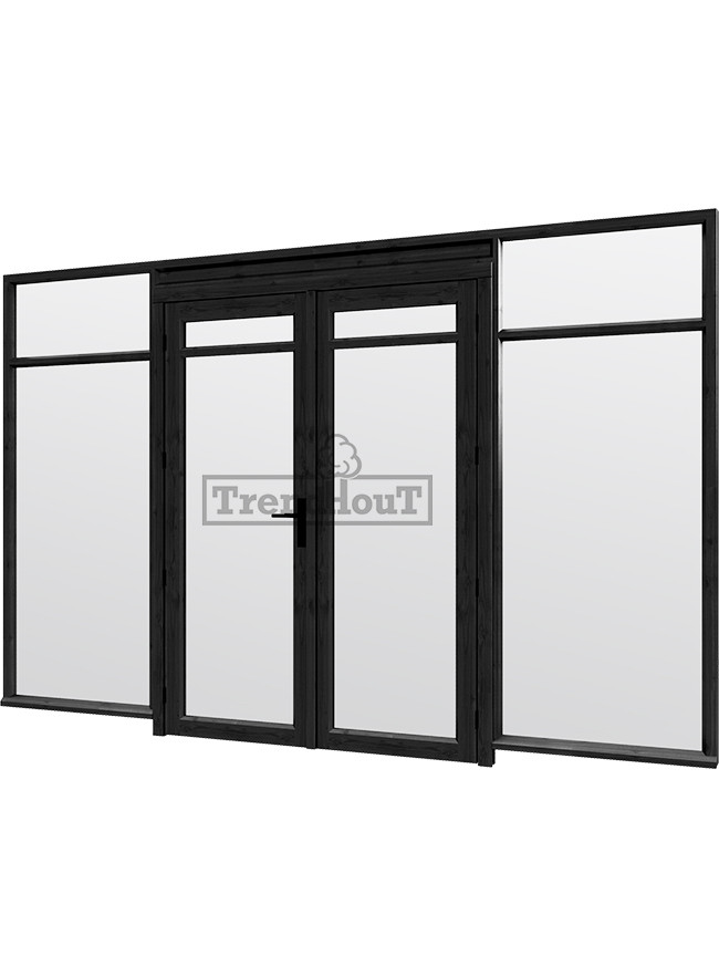 Steel-look-raam-3405x2200mm-zwart-module-E-02-met-dubbele-openslaande-deuren