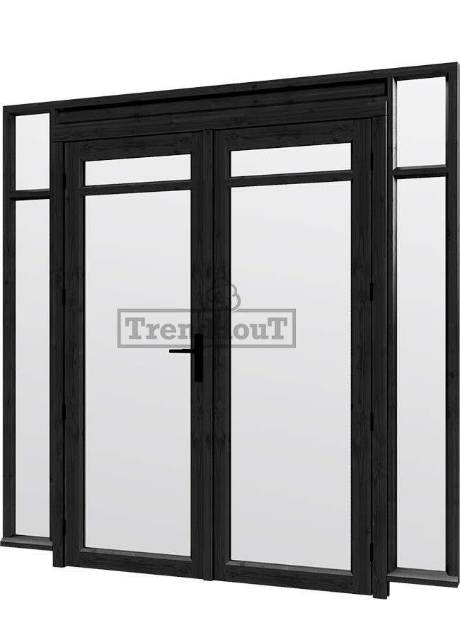 Steel-look-raam-2230x2200mm-zwart-module-H-02-met-dubbele-openslaande-deuren