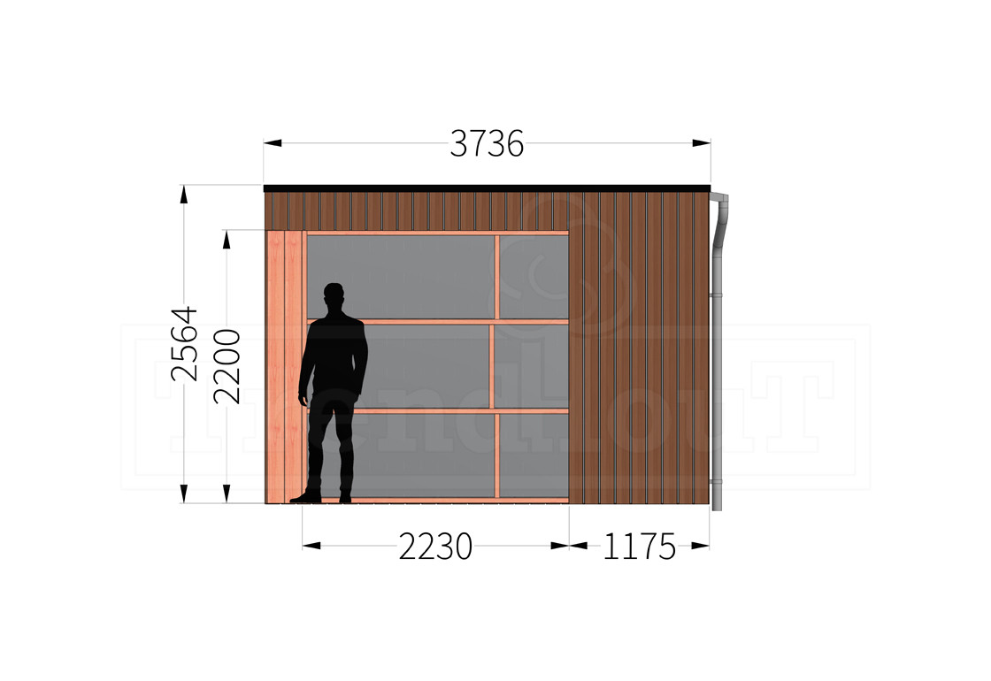 douglas-houten-overkapping-bouwpakket-capri-links-modern-4m-4-meter-diep-zijaanzicht