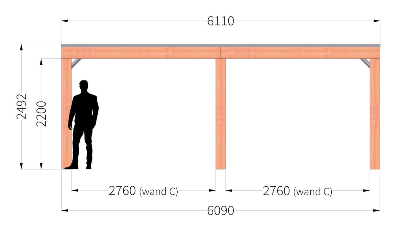 douglas-grote-houten-overkapping-bouwpakket-palermo-XXL-modern-6m-6-meter-diep-zijaanzicht