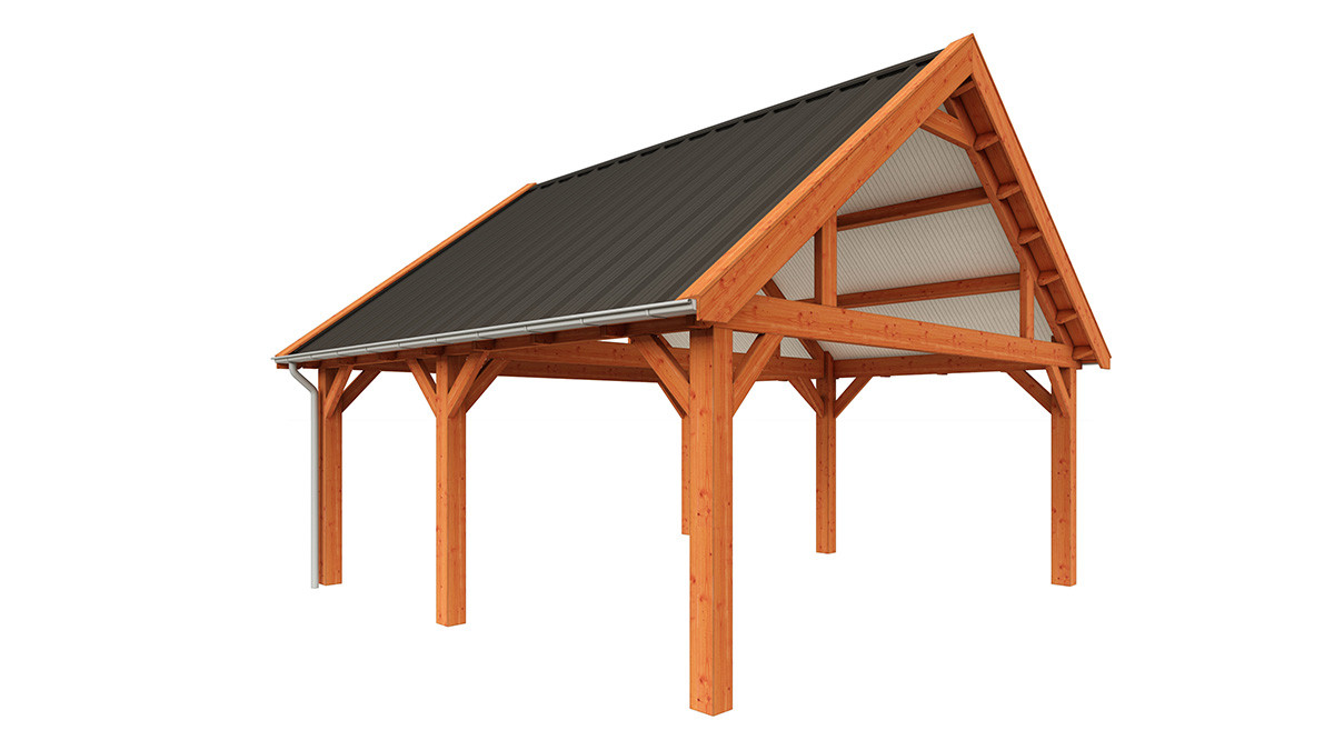 douglas-houten-garage-met-veranda-6050x5750-Trendhout-Zadeldak-Select-Landelijk