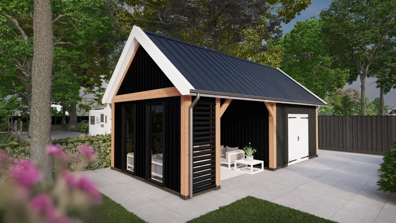 douglas-houten-schuur-met-overkapping-Trendhout-Select-modern-8,5x4m
