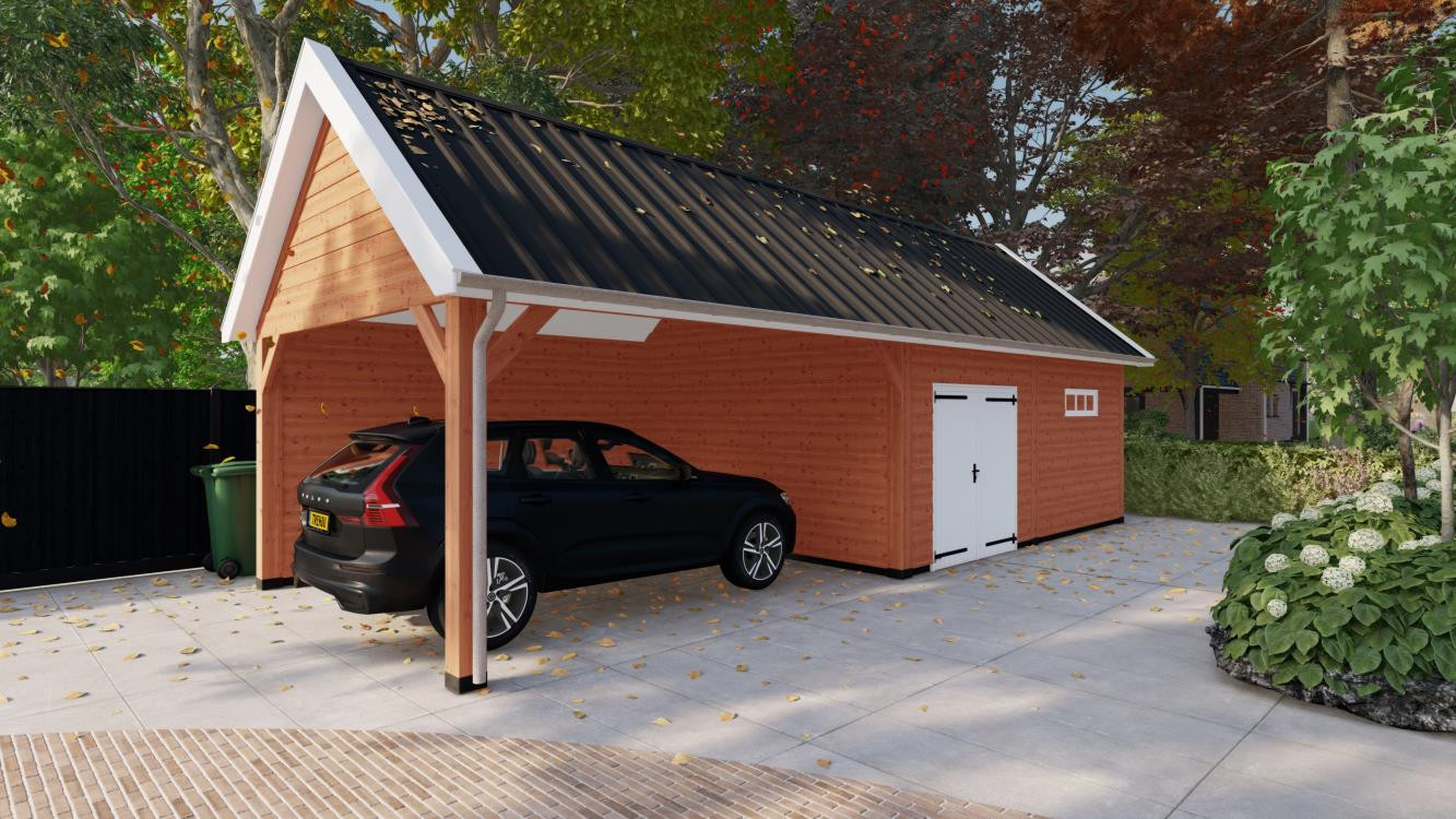 douglas-houten-schuur-met-carport-Trendhout-Select-Modern-11,5x4m