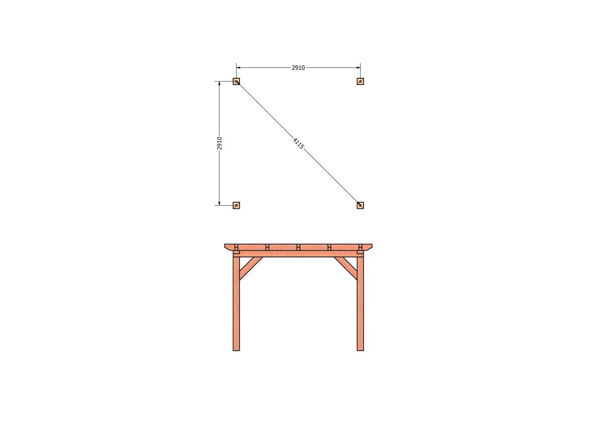 CP-10.1000-douglas-houten-overkapping-carport-bouwpakket-zelfbouw-plat-dak-bouwtekening-Funderingsplan