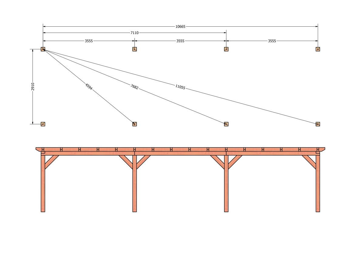 CP-10.1017-douglas-houten-overkapping-carport-bouwpakket-zelfbouw-plat-dak-bouwtekening-Funderingsplan