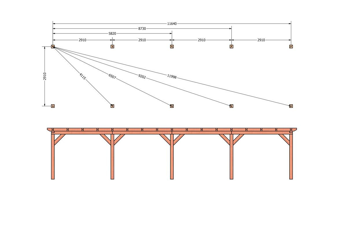 CP-10.1018-douglas-houten-overkapping-carport-bouwpakket-zelfbouw-plat-dak-bouwtekening-Funderingsplan