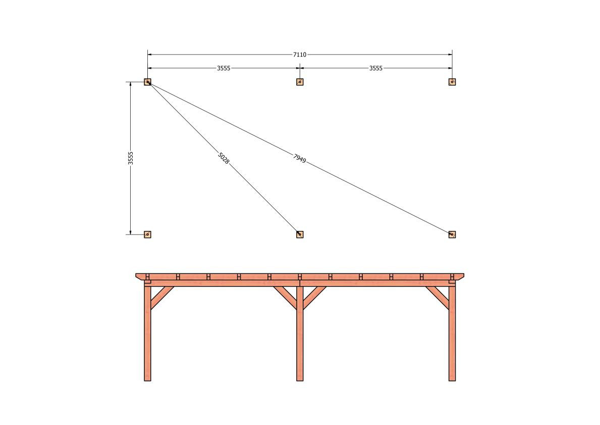 CP-10.1035-douglas-overkapping-tuin-hout-platdak-bouwtekening-kant-en-klaar-pakket-Funderingsplan