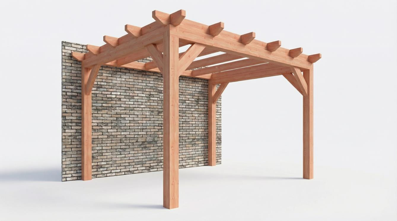 CP-10.2001 - Constructiepakket aanbouwveranda - 4105x3260x2500mm - fijnbezaagd Douglas - Linker