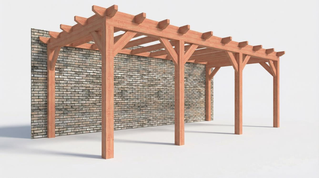 CP-10.2016 - Constructiepakket aanbouwveranda - 7660x3260x2500mm - fijnbezaagd Douglas links