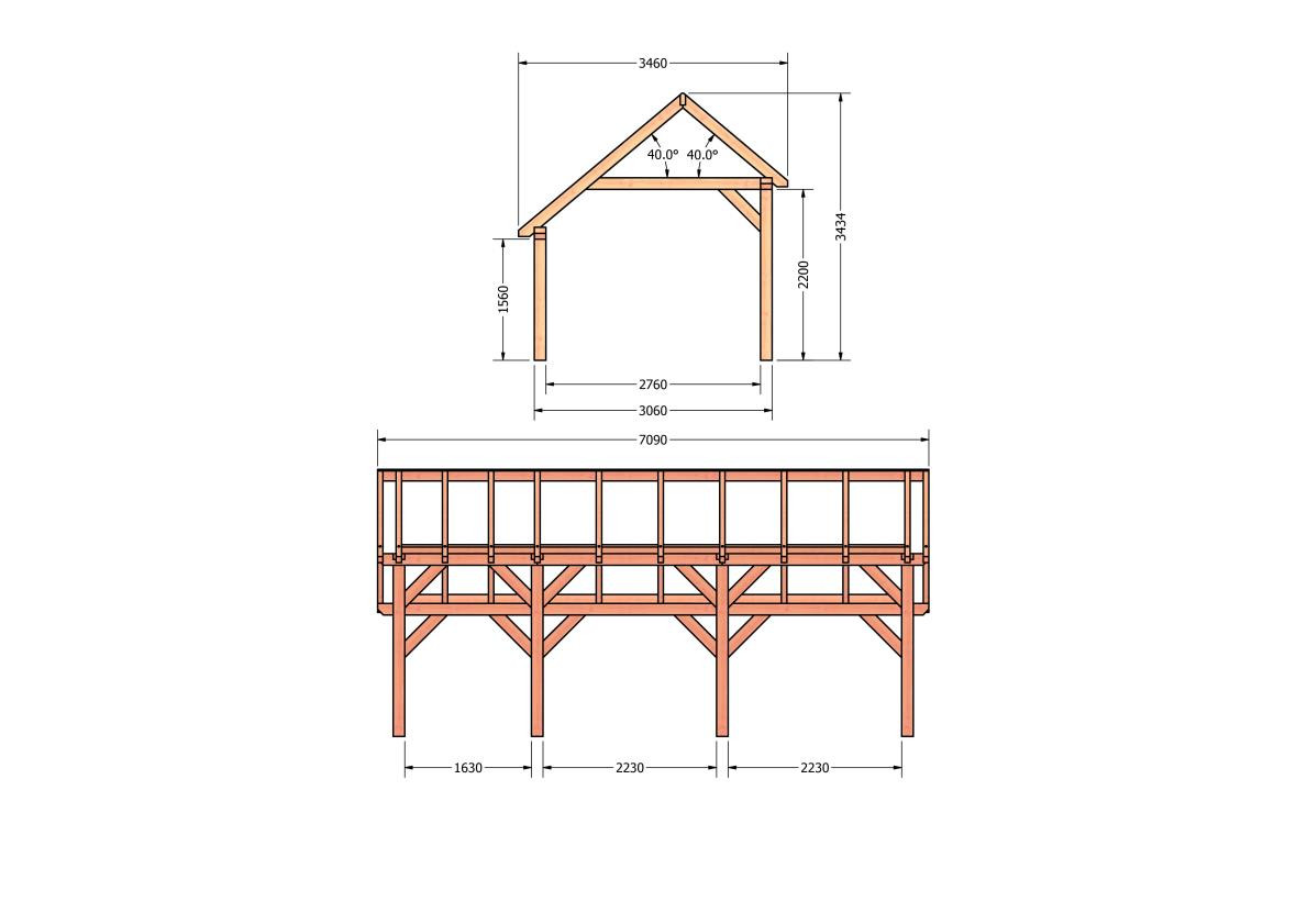 CP-20.1009-kapschuur-hout-douglas-bouwpakket-bouwtekening-Zij & voor aanzicht
