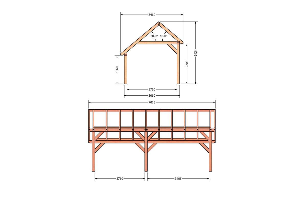 CP-20.1008-kapschuur-hout-douglas-bouwpakket-bouwtekening-Zij & voor aanzicht