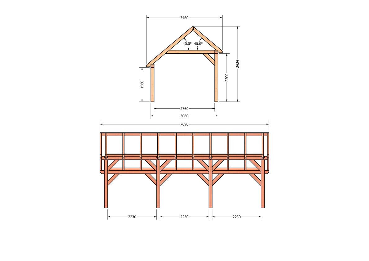 CP-20.1011-kapschuur-hout-douglas-bouwpakket-bouwtekening-Zij & voor aanzicht