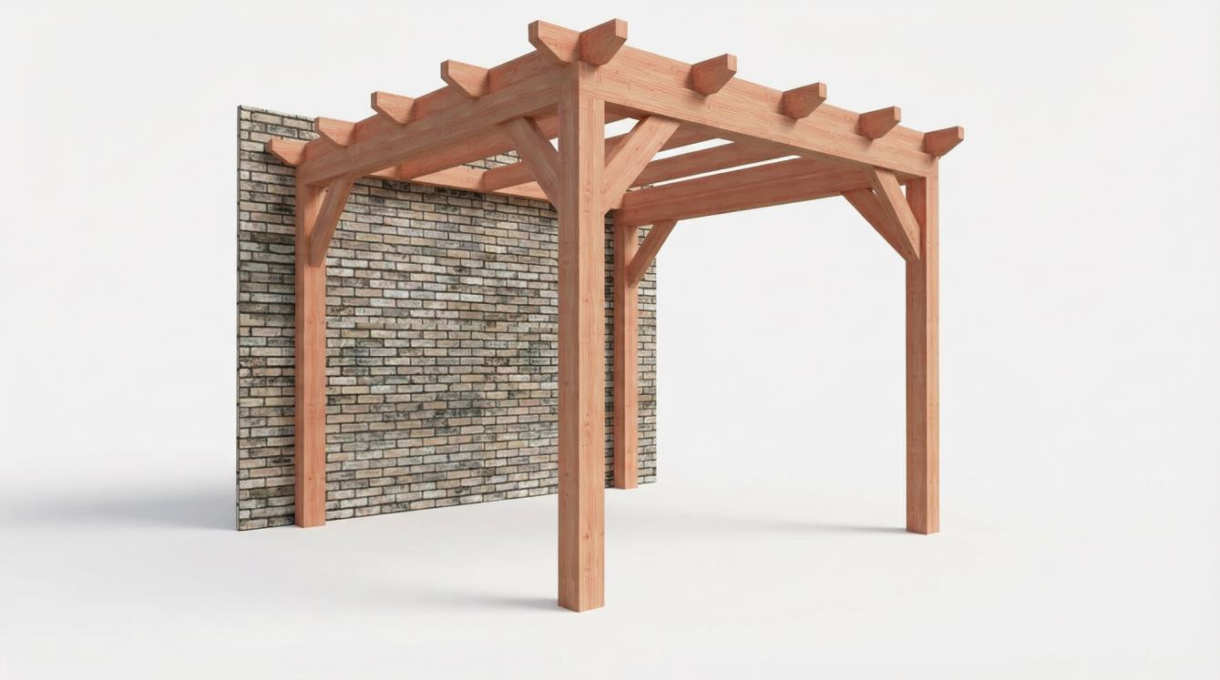 CP-10.2000 - Constructiepakket aanbouwveranda  3460x3260x2500mm  fijnbezaagd Douglas - Linkervoorzijde