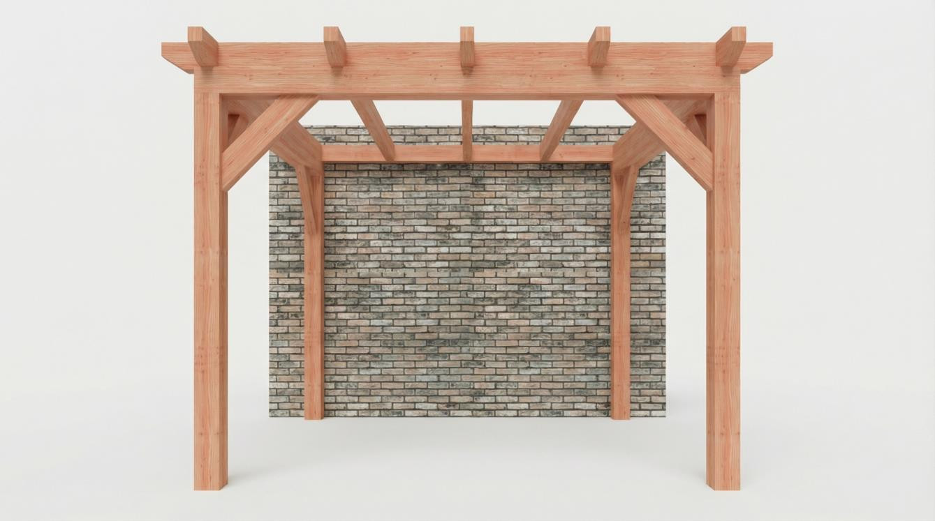 CP-10.2000 - Constructiepakket aanbouwveranda - 3460x3260x2500mm - fijnbezaagd Douglas - Voorzijde