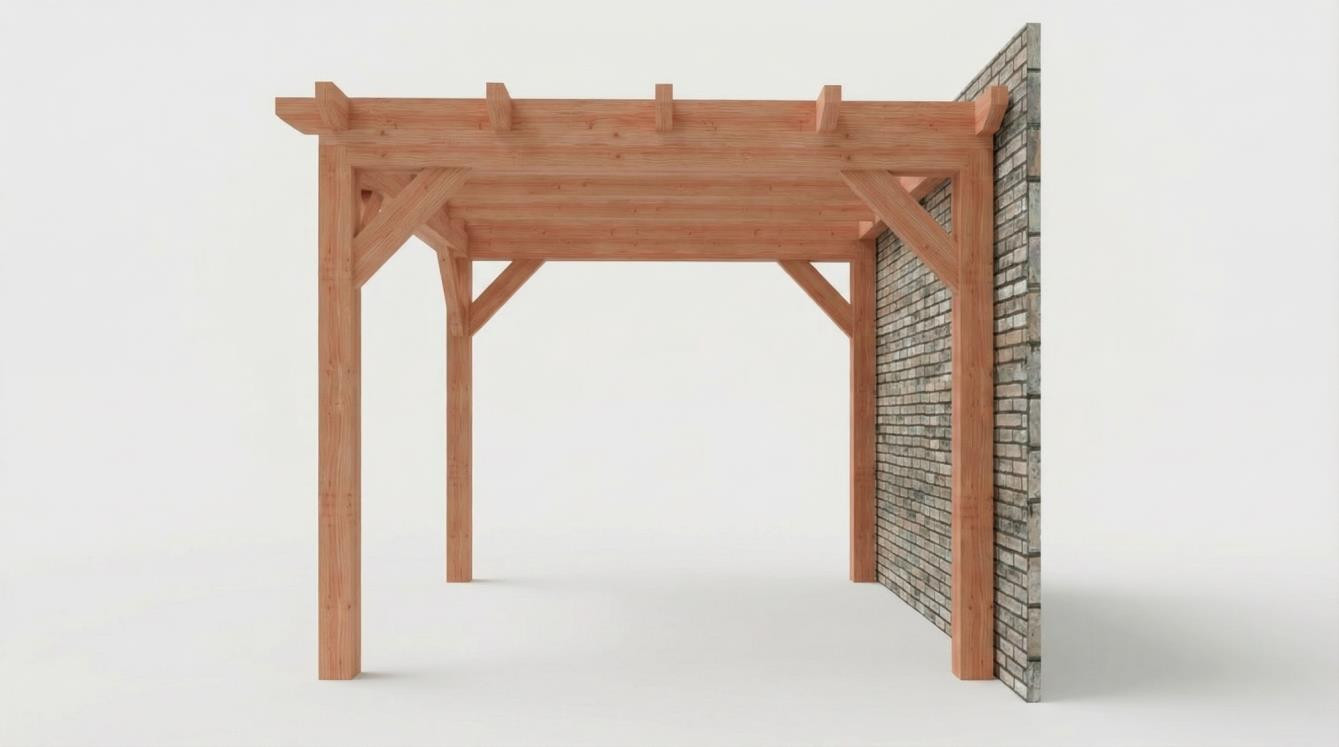 CP-10.2000 - Constructiepakket aanbouwveranda - 3460x3260x2500mm - fijnbezaagd Douglas - Zijkant