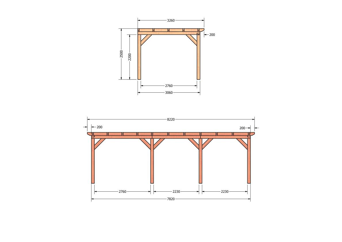 CP-10.2020-douglas-veranda-tuin-overkapping-bouwpakket-bouwtekening-zelfbouw-Zij & voor aanzicht