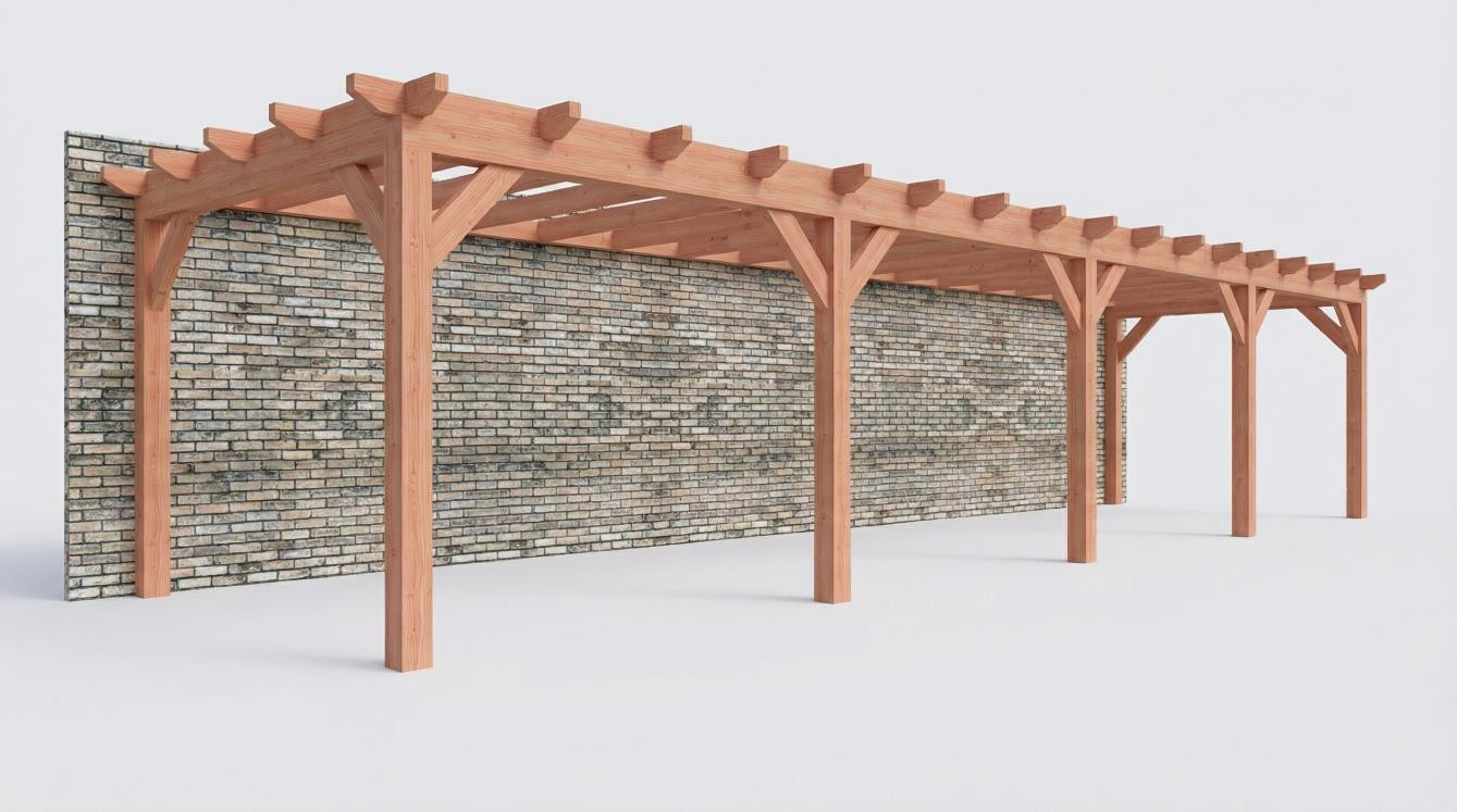 CP-10.2028 - Constructiepakket aanbouwveranda - 12190x3260x2500mm - fijnbezaagd Douglas - Linkervoorzijde