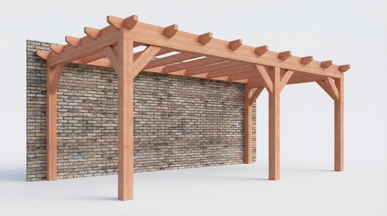 Aanbouwveranda constructie pakket 6485x3260mm rechts - Trendhout