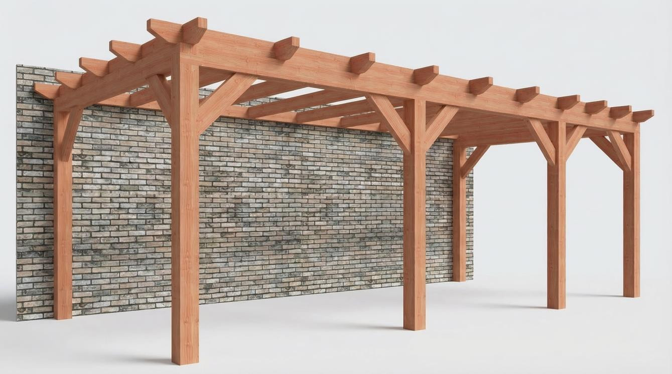 Aanbouwveranda constructie pakket 7090x3260mm rechts 2 - Trendhout