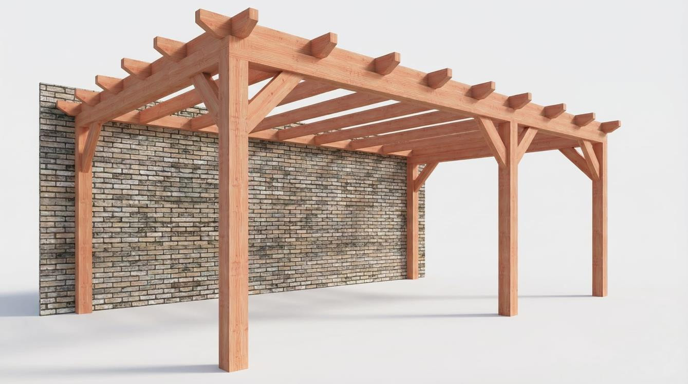 CP-10.2059 - Constructiepakket aanbouwveranda - 6370x3905x2500mm - fijnbezaagd Douglas