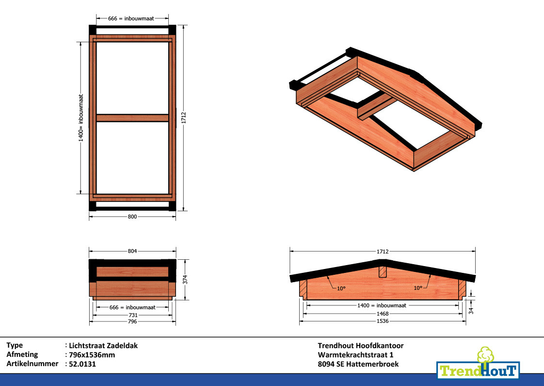 52.0131 - Lichtstraat zadeldak 796x1536mm