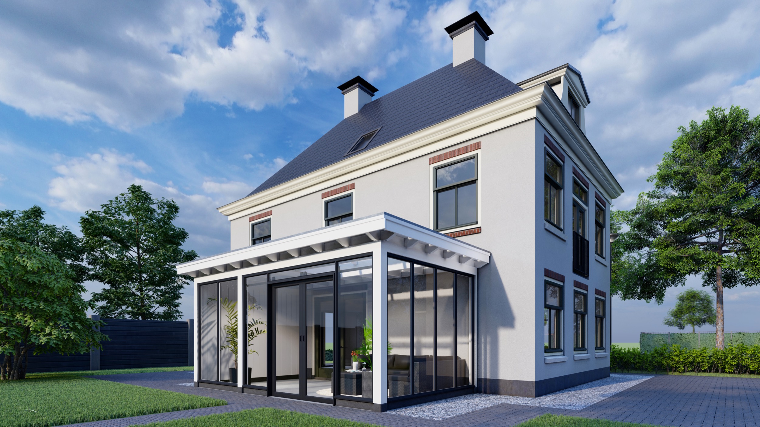 Luxe houten aanbouwveranda