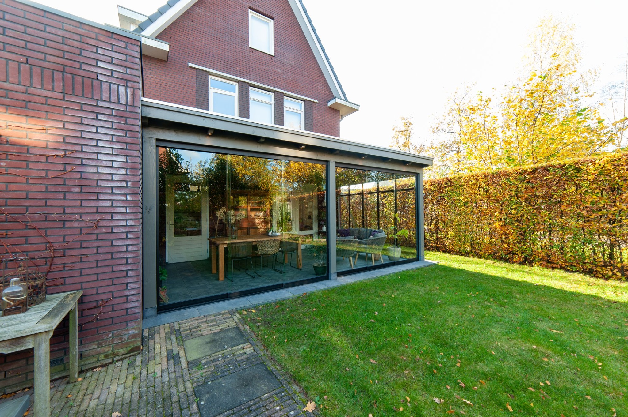Aanbouwveranda van Douglas hout