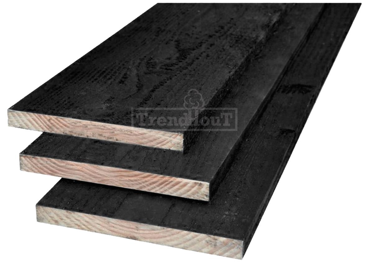 Planken douglas 22x200mm fijnbezaagd zwart